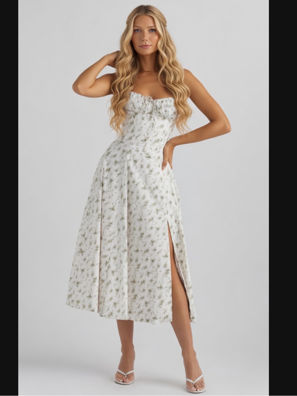 HOUSE OF CB 'Carmen' Garden Print Bustier Sundress/Small (Plus Cup) US4-6 $286